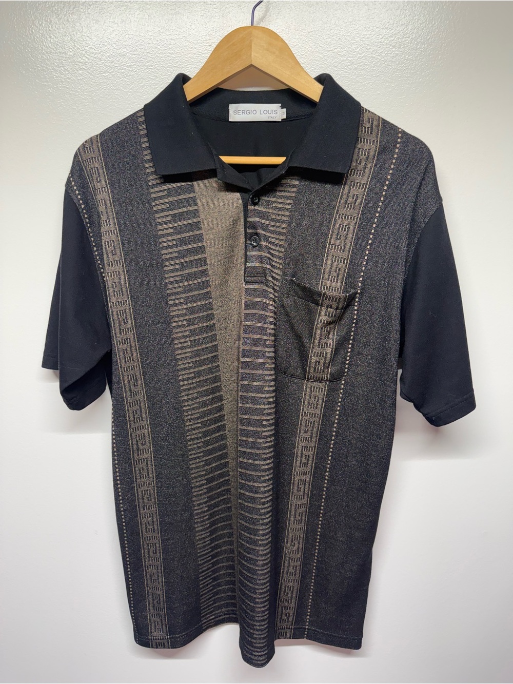 Black & Brown Patterned Polo Shirt
